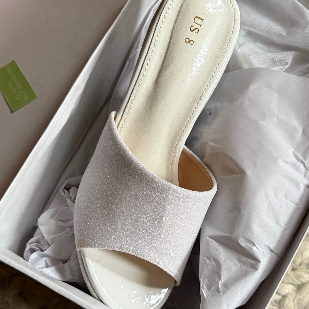Allegra K Glittery White Platform Shoes